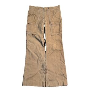 Vtg Eddie Bauer Corduroy Cargo Pants Wide Flare Leg Men's Size 34x31 Brown Tan